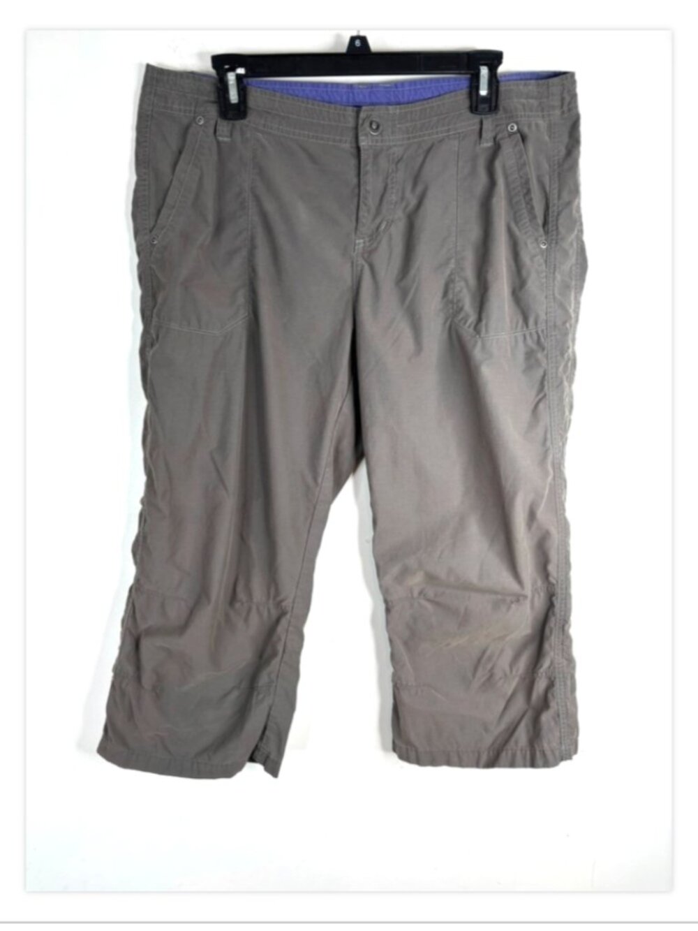Kuhl Kendra Capri Pant 14 Grey Floral Embroidered Pockets Quick Dry Hiking Camp